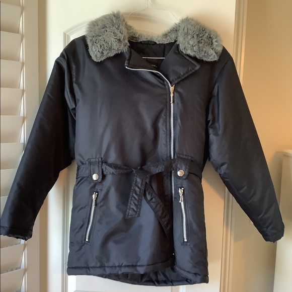 No boundaries black cold weather coat with gray color. Girls size 16. - Picture 1 of 5